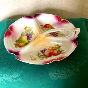 Antique IPF German porcelain three section serving dish with handle